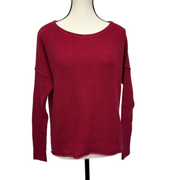 Hollister Waffle Knit Sweater in Berry Red – Size M - Picture 1 of 9